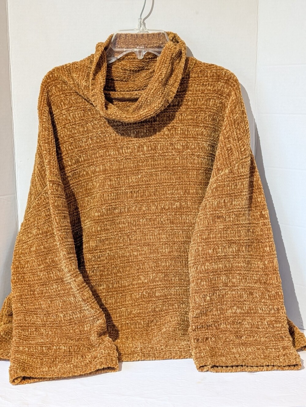 Margeaux And Ellie Cozy Funnel Neck Chenille Sweater - Gold, Med